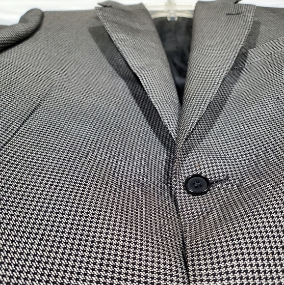 CANALI SAKS FIFTH AVENUE GRAY HOUNDSTOOTH SUIT BLAZER SIZE 50 R EUROPE 40 R USA - Picture 2 of 9